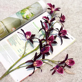 1 ADET Dendrobium Yapay İpek Çiçekler Düğün Parti için Ev Süsler Çiçek Düzenleme Fotoğraf Sahne Dekorasyon