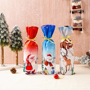 1 adet Noel şarap şişesi çantaları Noel Partisi Masa Dekorasyon Noel Baba Hediyeler Noel Süslemeleri Ev İçin Yeni Yıl 2023