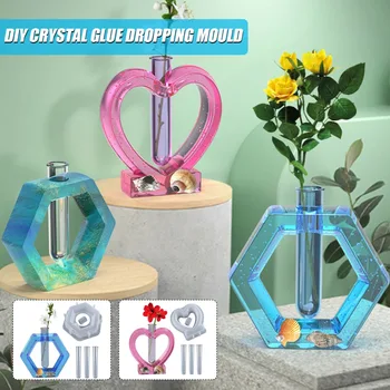 1 Takım Kristal Epoksi Kalıp Modern Minimalist Çiçek Vazo Reçine Kalıp DIY El Yapımı Test Tüpü Saksı Silikon Kalıp Ev Dekor