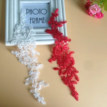 10 Adet Beyaz Kırmızı Dantel Aplikler düğün duvağı Baş Süsleri Çiçek aplike süsü Gelin Elbise DIY Dikiş Aksesuarları