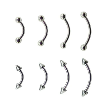 100 adet / grup 16G Vücut Piercing Eğrisi Halter Yüzük Kulak Dudak Kaş Çiviler Takı Küpe Koni ve Vidalı Geri Toptan