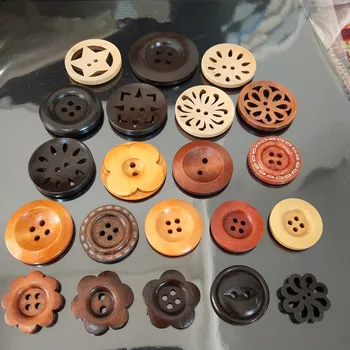 100 adet Karışık Renk Ahşap Düğmeler Doğal Yuvarlak Şekiller Retro Düğmeler Vintage Düğmeler için 2 Delikli DIY Dikiş El Sanatları
