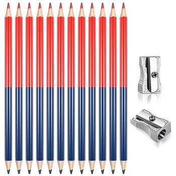 12 Adet 4B Kontrol Kalemler Kırmızı Ve Mavi Silinebilir Kalemler Önceden Bilenmiş 2 Kalemtıraş, Harita Boyama Testleri Sınıflandırma