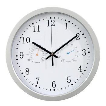 12 İnç Saat Otomatik Zaman Ayarı Tarama Radyo Kontrollü Saat Sıcaklık Higrometre duvar saati Sessiz Tasarım