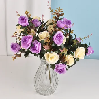 12 Kafaları yapay çiçekler İpek Şakayık Güller Vazolar Ev Dekor için Gelin Buketi Düğün Aksesuarları Zanaat DIY Hediyeler Sahte Bitkiler