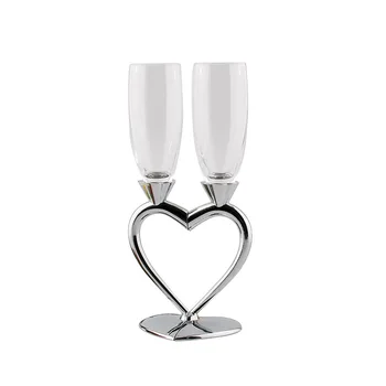 2 adet Kalp şeklinde Kristal Şampanya Seti Çift Gözlük Düğün Hediyesi Parti Cam Kristal Cam Bar Malzemeleri Kadeh