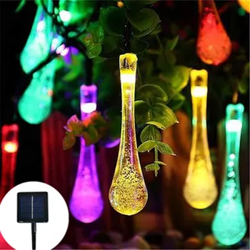 20/30/50 Su damlası LED güneş ışığı açık hava aydınlatması Dize İşıklar Tatil Noel Partisi İçin Su Geçirmez Peri İşık Bahçe Garland