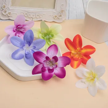20 adet 8CM Yapay Sahte İpek Orkide Çiçek Kafa Dıy Çiçek Garland Şapkalar Giyim Dekoratif Aksesuar
