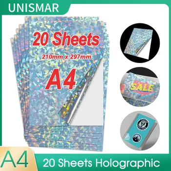 20 Yaprak A4 Yazdırılabilir vinil yapışkan Kağıt Holografik Elmas Desen Su Geçirmez DIY Etiket Baskı Kağıdı Mürekkep Püskürtmeli Yazıcı için