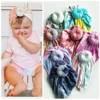 2020 Bebek Erkek Kız Düğüm Yaylar Türban Şapka Toddler Pamuk Kasketleri Kapaklar Çocuklar İçin Yenidoğan Çocuk Kravat Boyalı Kaput
