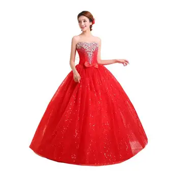 2021 Yeni Kırmızı Straplez düğün elbisesi Taklidi Gelin gelinlik Fabrika Toptan Ucuz gelinlik Ücretsiz Kargo