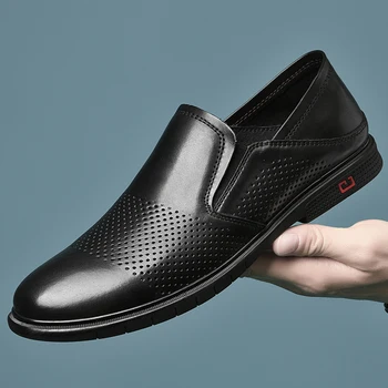 2022 Yeni Erkek deri ayakkabı erkek Mokasen Yaz Nefes İçi Boş Derby Ayakkabı Adam Klasik Ofis Resmi Ayakkabı Erkek Boyutu 36-47