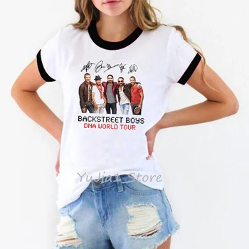 2023 Sıcak Satış Serin Backstreet Boys Grafik baskı t-shirt Kadın Hip Hop Müzik Sevgilisi T Shirt Kız Beyaz kısa kollu tişört Tops