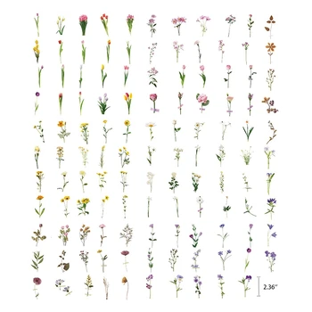 240 ADET Vintage Bitkiler Çiçekler Papatya PET Şeffaf Çıkartmalar Dekorasyon Plancıları Karalama Defteri Dizüstü Bilgisayarlar (6 Takım)
