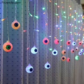 3.5 M 96 LED cadılar Bayramı perde ışık zinciri Göz küresi Tarzı Tatil aydınlatma yatak odası oturma odası Cadılar Bayramı atmosfer dekorasyon
