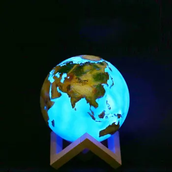 3D Baskı Lambası Ay Toprak Lamba 16 Renk Değişimi LED Gece Lambası Ev Dekorasyon için Okyanus 3D Masa Lambası masa ışığı Çocuk Hediyeler