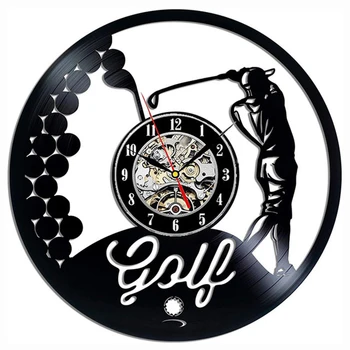 3D Dekorasyon Golf Spor Kulübü Asılı İzle Vinil duvar saati s Vinil Kayıt duvar saati Modern Tasarım RoomHome Dekor Sessiz 12