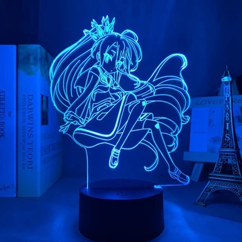 3d Lamba Anime Hayır oyun No Yaşam Shiro Led Gece Lambası yatak odası dekoru doğum günü hediyesi Gece Lambası Hayır oyun No yaşam Shiro ışık