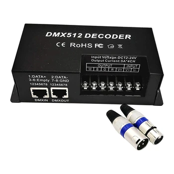 4 Kanal DMX dekoder RGBW PWM DMX512 Dimmer sürücü RGBW LED şerit ışık kontrolörü giriş 12 V - 24 V DC
