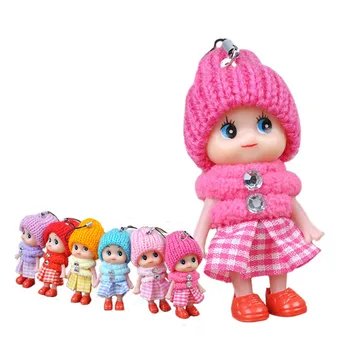 5 adet/grup 8CM Sevimli Mini Bebek Peluş Bebekler Renkli Şapka Etek Çocuklar Çocuklar İçin Parti Hediye Oyuncaklar Sırt Çantası kolye