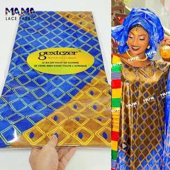 5 Metre Yeni Stil Senegal Baskılı Havzası Riche Afrika Dantel Kumaş Kadınlar İçin Düğün Veya Parti Riche Brokar Orijinal Dikiş