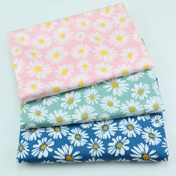 50 * 160CM Papatya Çiçekleri Baskılı %100 % Pamuklu Kumaş El Yapımı Dikiş Malzemeleri Ev Tekstili Kız Elbise Yatak Yapımı Tüm Mevsim