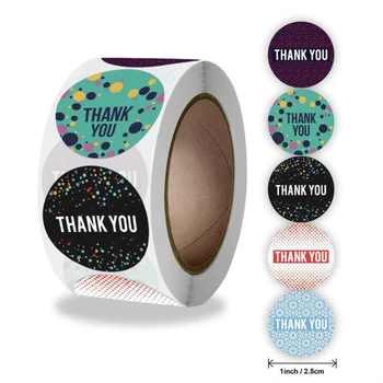 500 ADET Renkli Nokta Polyline Teşekkür Ederim Çıkartmalar Etiketleri Kağıt Yapışkan Etiket Dekoratif Karalama Defteri Sızdırmazlık Kırtasiye Malzemeleri