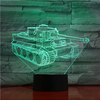 7 Renkli tankları 3D ışıkları Yılbaşı hediyeleri gece ışıkları Yenilik Luminaria Led 3d Masa lambaları Fikstür çocuk masası Lambası GX1487