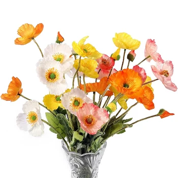 8 Paket yapay çiçekler İpek Haşhaş Çiçekler Ev Dekor İçin Buket Düğün Parti Sahte Çiçek, çiçek Düzenleme