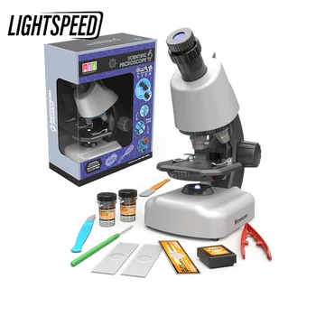 Acemi Çocuk Biyolojik Mikroskop Kiti Lab LED1200X Ev Okul Bilim eğitici oyuncak doğum günü hediyesi Çocuklar İçin 4-10