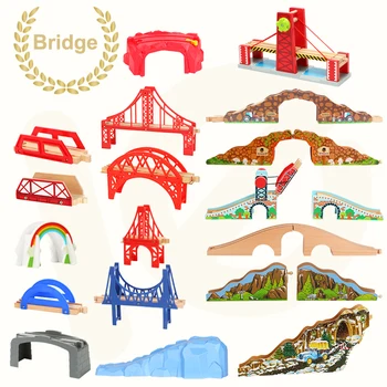 Ahşap Tren Rayları Her Türlü Kayın Ahşap Köprü Parça Aksesuarları Tüm Markalar için Uygun Ahşap Parçalar Eğitici Oyuncaklar Çocuklar İçin