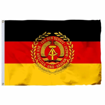 Alay Renkleri NVA Doğu Almanya Bayrağı 3x5ft 90x150cm 100D Polyester 21X14CM Afiş