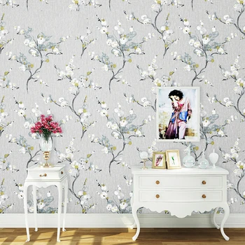 Amerikan Rustik Çiçek Duvar Kağıtları Ev Dekor Oturma Odası Yatak Odası Taze Çiçek Duvar Kağıdı Rulo Dekorasyon Yağlıboya Tarzı Duvar