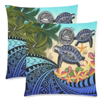 Amerikan Samoası Yastık Kılıfı Yeşil Kaplumbağa Yastık Kılıfı Atmak Yastık Örtüsü Ev Dekorasyon Çift taraflı Baskı