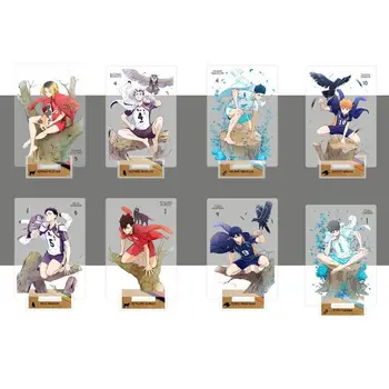 Anime Haikyuu!! Akrilik Standı Shoyo Hinata Tobio Kageyama Şekil Masaüstü Ayakta Plaka Dekorasyon Koleksiyon Model Oyuncak Hediye