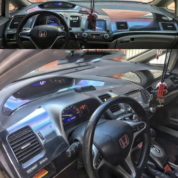 Araba Aksesuarları 3D / 5D Karbon Fiber Çıkartmalar Honda Civic 2012-2015 İçin İç Merkezi Kontrol panelli kapı Kolu Süslemeleri