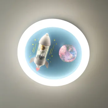 Astronot roket çocuk odası tavan lambası dönebilen yatak odası lambası LED karikatür lamba dairesel lamba