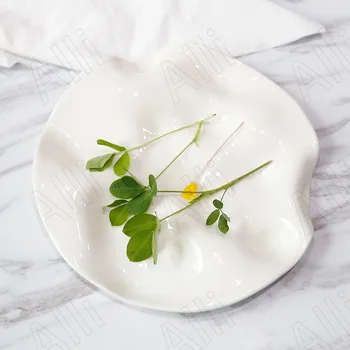Avrupa seramik tabak Lotus Yaprağı Şekli Öğleden Sonra Çay Kek Organizatör Yemek Odası Masaüstü Soğuk yemek tabakları Mutfak Sofra