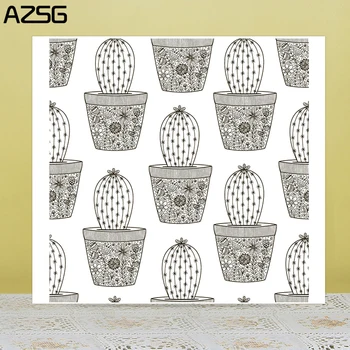 AZSG Saksı Kaktüs Arka Plan Temizle Pullar DIY Scrapbooking / Kart Yapımı Dekoratif Silikon Damga El Sanatları