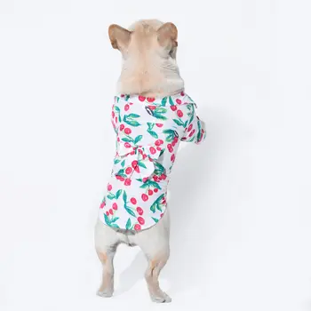 Bahar Yeni Köpek Kiraz Gömlek Plaj Tarzı Moda Evrensel Pet Köpek Fransız Bulldog Köpek Giysileri