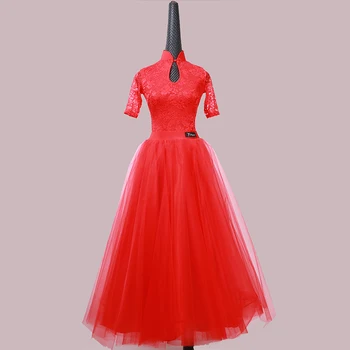 Balo salonu Dans Elbise Kadınlar İçin Yüksek Kaliteli Rekabet Elbiseler Modern Waltz Tango Standart Balo Salonu Kostüm kırmızı LXT1001
