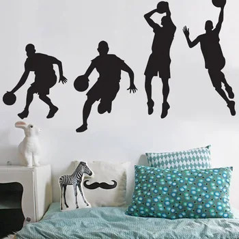 Basketbol Oyuncusu Top Sürme Dunk Vinil Duvar Çıkartması Dıy sanatsal fresk Çocuk Odaları Dekor Yaratıcı Duvar DIY