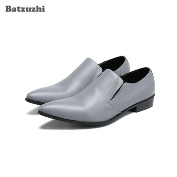 Batzuzhi İtalyan Tarzı Moda Erkek Deri Elbise Ayakkabı Sivri Burun Resmi Deri Elbise Ayakkabı Erkekler üzerinde Kayma erkek resmi ayakkabı Erkekler