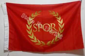 Batı Roma İmparatorluğu SPQR Bayrağı sıcak satmak mal 3X5FT 150X90 CM Banner pirinç metal delikler