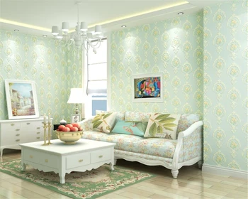 Beibehang Continental moda çiçekler yeşil 3D duvar kağıdı masaüstü yatak odası oturma odası kanepe TV arka plan duvar kağıdı duvarlar için 3d