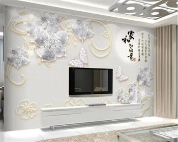 Beibehang Özel Duvar Kağıdı 3D Avrupa Tarzı Lüks Elmas Kabartma Takı Arka Plan Oturma Odası Yatak Odası TV duvar kağıdı duvar 3d