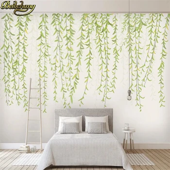 beibehang Özel Fotoğraf Duvar Kağıdı Modern Yeşil Yapraklar Suluboya Duvar duvar kağıdı Oturma Odası TV Yatak Odası duvar resimleri Fresk Ev Dekor