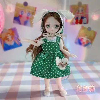 Bjd Bebek 23cm 16 Eklemler Hareketli 3D Gözler 7 Puan İki Boyutlu Komik Yüz Prenses Bebek Seti Kız Elbise Hediye Olarak Oyuncak