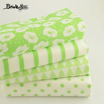 Booksew Dimi Pamuklu Kumaş 4 desen Klasik Taze Yeşil Renk Yağ Çeyrek Paketi Ev Tekstili Patchwork 40 cm X 50 cm/adet