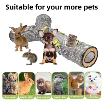 Büyük Katlanabilir kedi tüneli Kedi Oyuncak Oyun Tüneli Dayanıklı Polyester Ağacı Desen Hideaway Kırışık Tünel Küçük Evcil Hayvan için